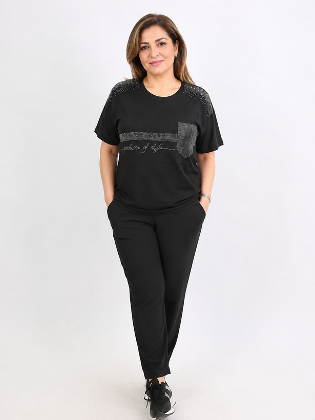تیشرت زنانه ویسکوز سرشونه نگین