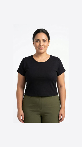 کراپ زنانه استین کوتاه مشکی فانریپ