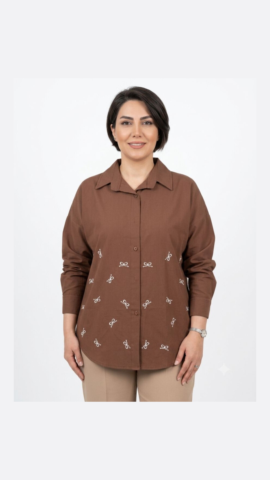 مانتو زنانه لنین گلدوزی پاپیون