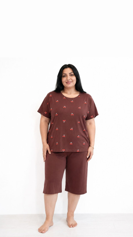 تیشرت شلوارک زنانه طرح گیلاس