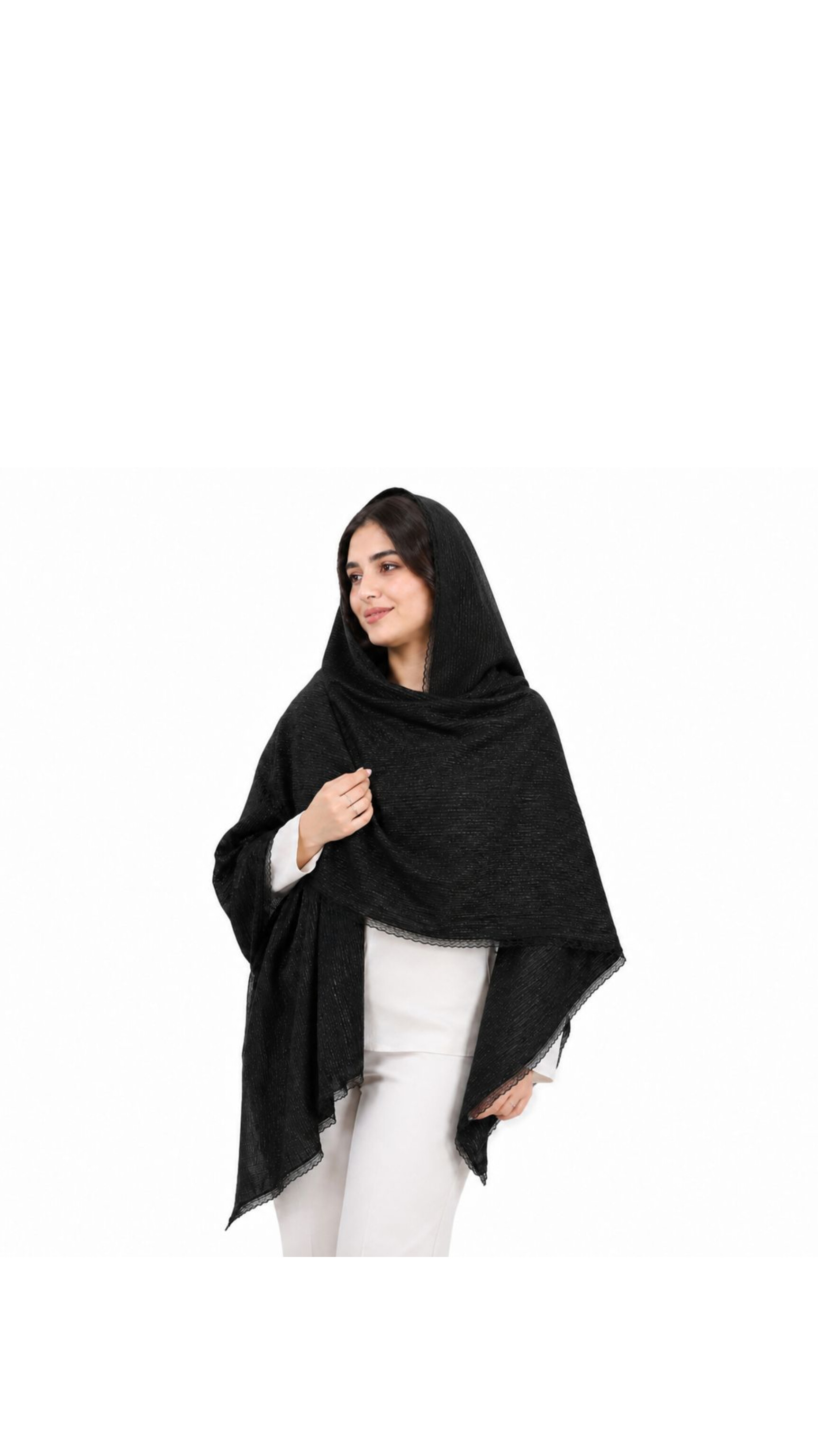 شال زنانه لبه تور شاین مشکی