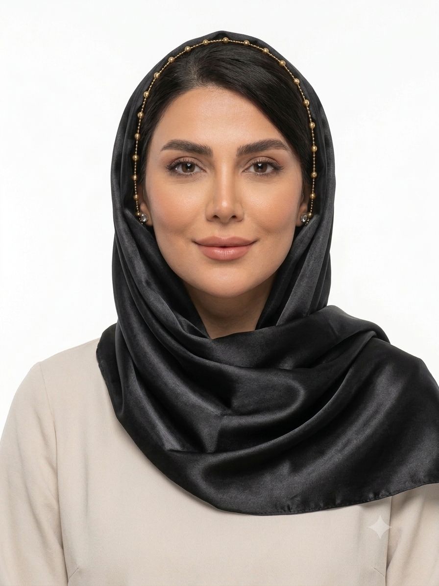 شال زنانه دور نگین طلایی مشکی