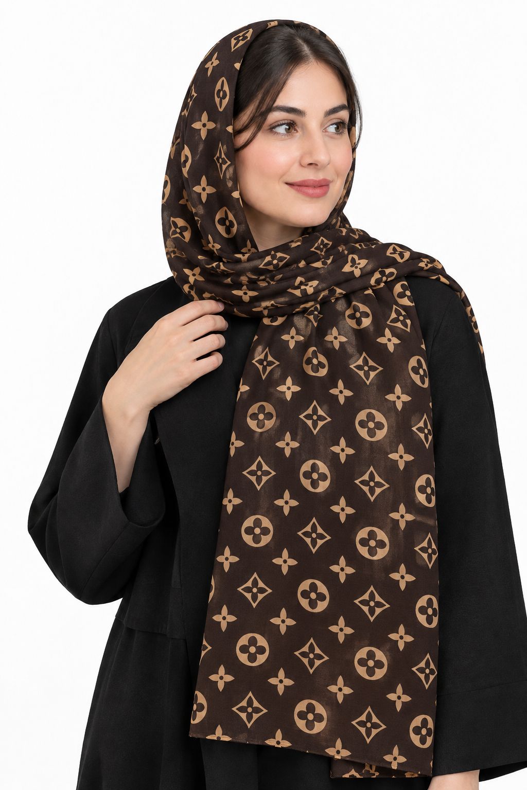 شال زنانه طرح دار نخی