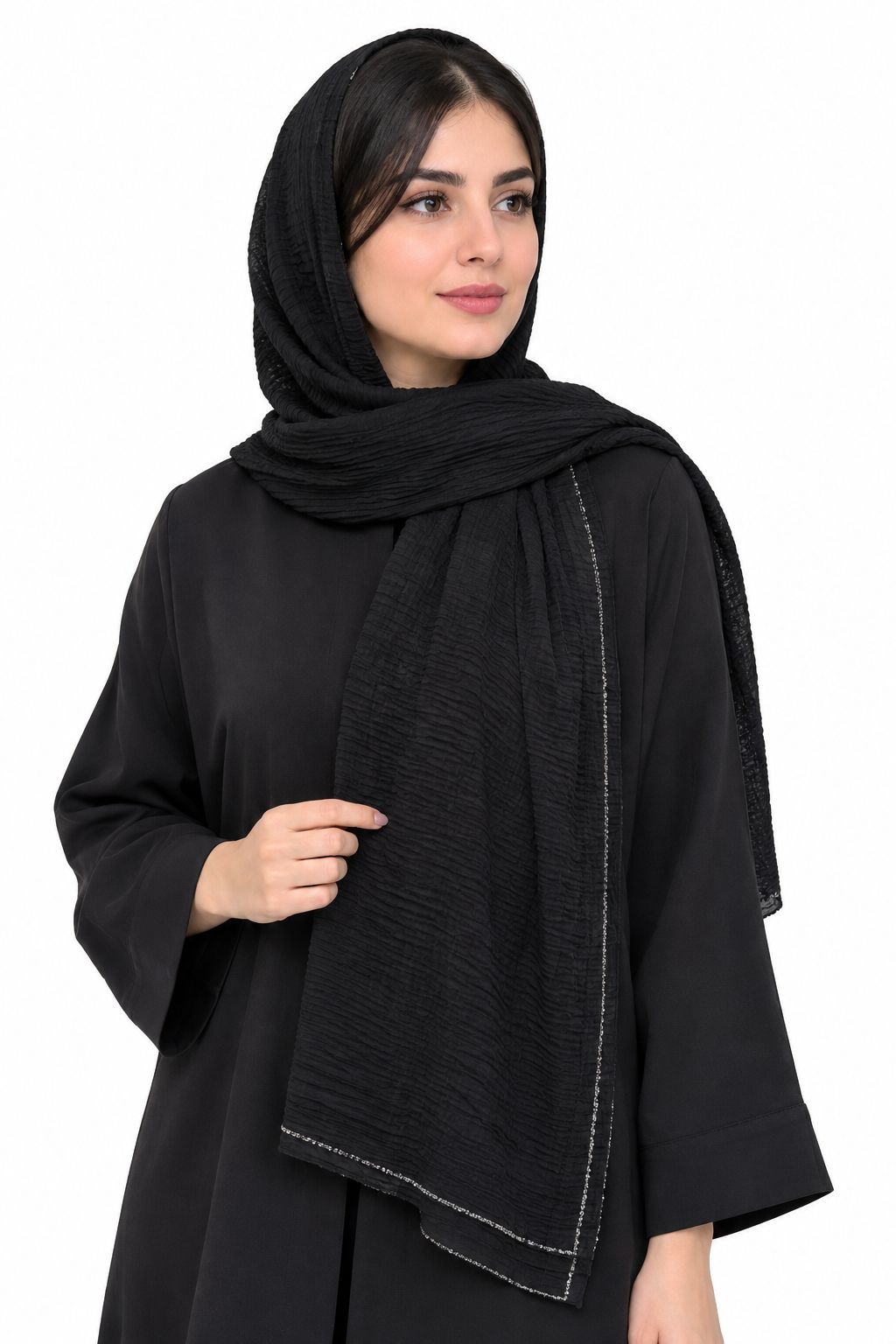 شال زنانه مشکی پلیسه