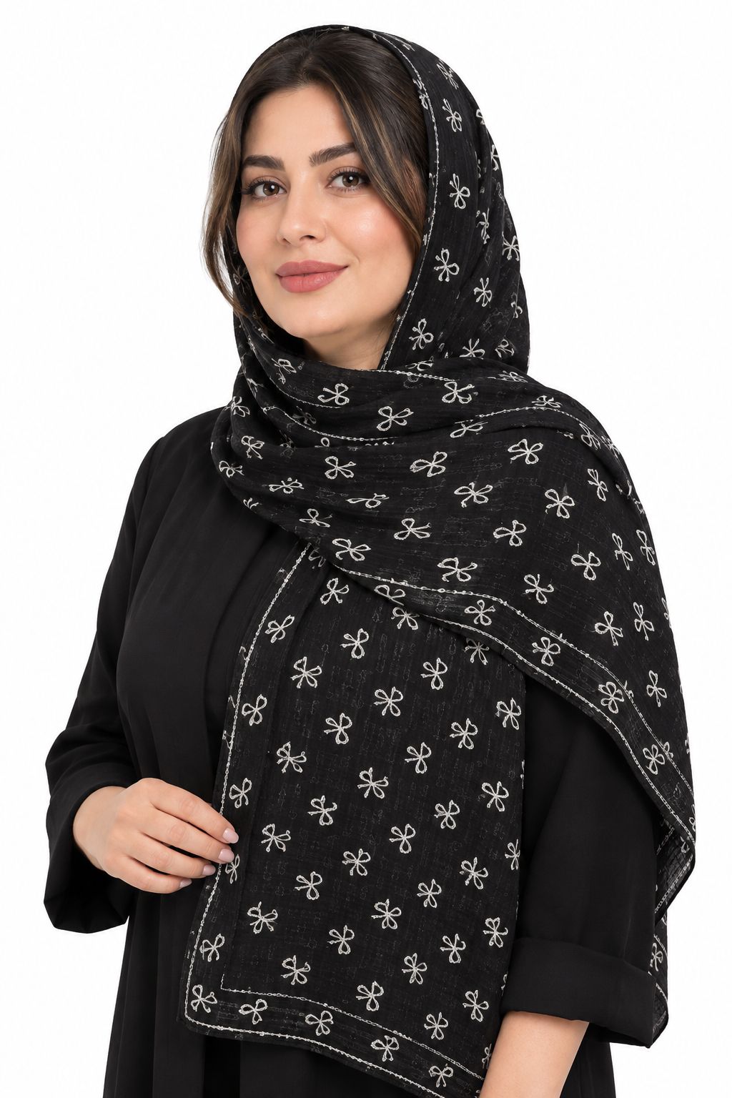 شال زنانه نخی طرح پاپیون